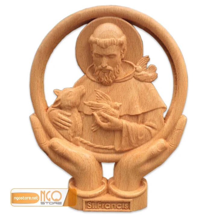 tượng gỗ thánh phanxicô assisi để bàn