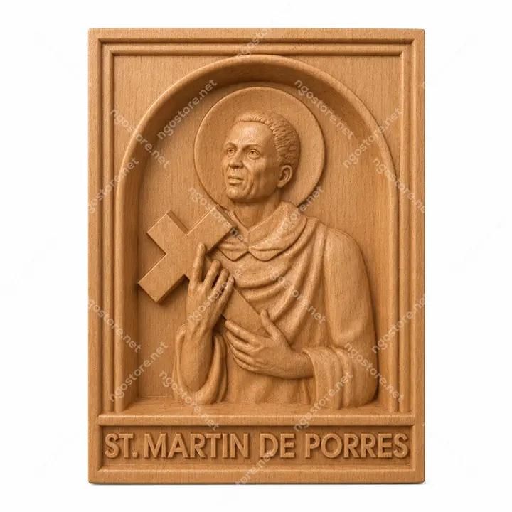 Tranh gỗ treo tường Thánh Martin de Porres